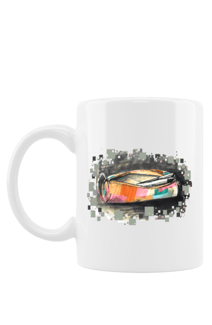 Mug with prints Pencil case Author's drawing. Exclusive, free hand, pen, pencil, pencil case, picture, school, stationery. 2070702