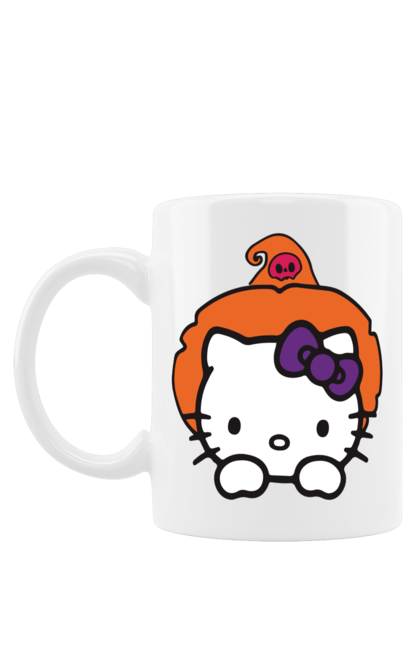 Чашка с принтом Хелло Китти Хэллоуин. Halloween, hello kitty, witch, бренд, ведьма, кот, котенок, персонаж, хелло китти, хэллоуин. 2070702