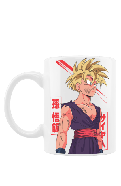 Mug with prints Dragon Ball Gohan. Anime, dragon ball, gohan, goku, manga, tv series, vegeta. 2070702