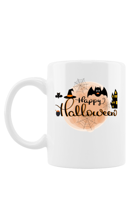 Чашка з принтом "Веселого хеллоуина". Вечеринка, день всех святых, летучая мышь, праздник, хеллоуин. CustomPrint.market