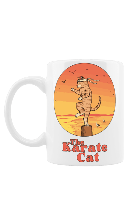 Чашка з принтом "Кіт карате". Карате, кинжал, китайський кіт, кіт, самурай, шабля, японський кіт. CustomPrint.market