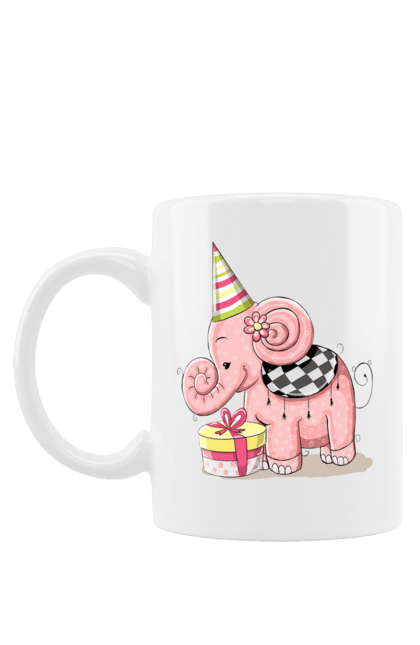 Чашка з принтом "Слоник з подарунками". День народження, подарунки, слон, слоник. futbolka.stylus.ua