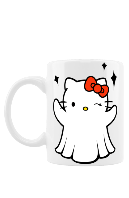 Mug with prints Hello Kitty Halloween. Brand, cat, character, ghost, halloween, hello kitty, kitten, kitty. 2070702