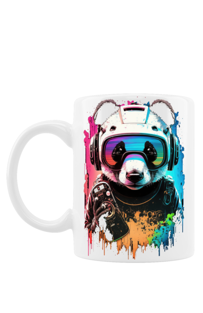 Чашка з принтом "Панда в VR шолом". Віртуальна реальність, гік, панда, персонаж, шолом. 2070702