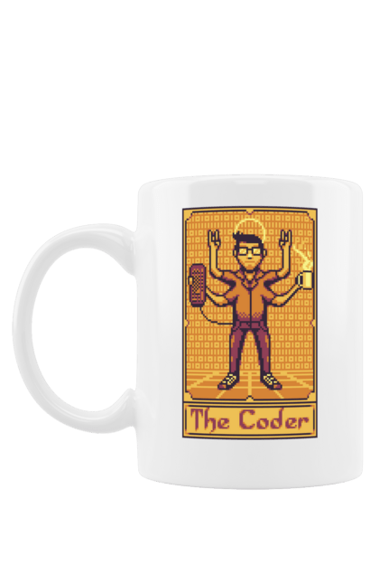 Чашка з принтом "Карта таро  кодер". Ай ті, айтішник, карта таро, код, програміст, хакер. 2070702