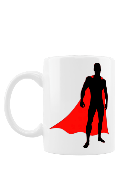 Чашка з принтом "Супермен". Кларк кент, комікси, силует, супергерої, супермен. CustomPrint.market