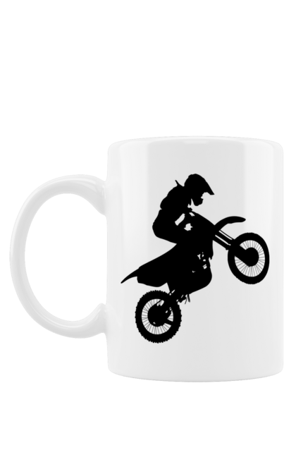 Чашка з принтом "Силует Мотоцикліста". Мотоцикл, мотоцикліст, шолом. futbolka.stylus.ua