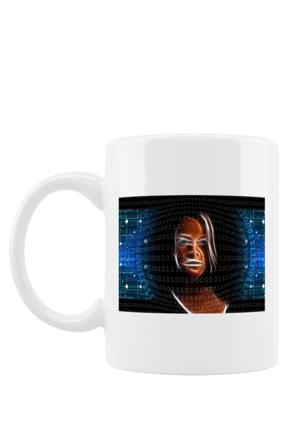Чашка з принтом "Штучний Розум". Айті, айтішник, гик, жінка, знання, інженер, інтелект, кібер, кібернетика, кіборг, код, комп, комп`ютерник, кристал, машинне навчання, мікросхема, мозок, портрет, програміст, професіонал, професія, розробник, розум, світиться, світло, хакер, чіп, штучний інтелект, штучний розум. 2070702
