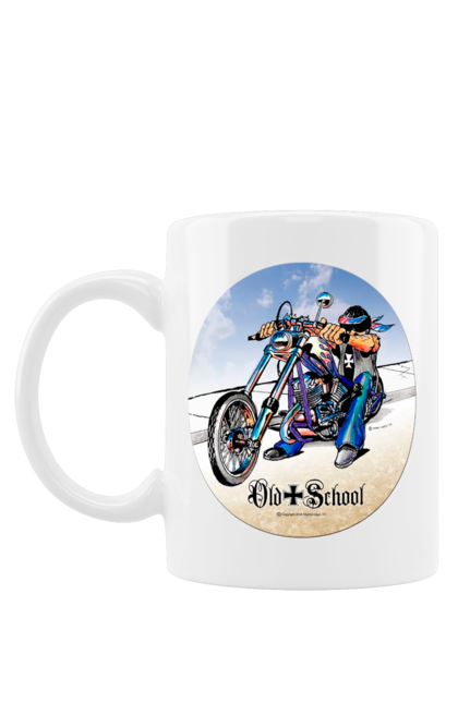 Чашка з принтом "Old school". Авто мото, виконавці, мотоцикл, музична група, рок група, старе загартування. 2070702