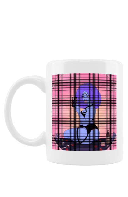 Чашка з принтом "Фіолетова Дівчина Фото У Дзеркалі". Білизна, дзеркало, фото. 2070702