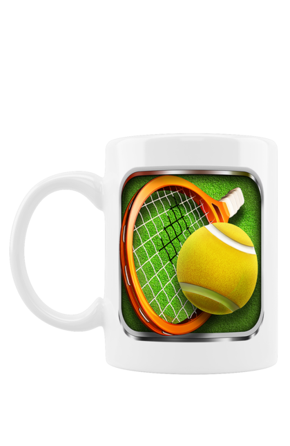 Чашка з принтом "Теніс". Великий теніс, гравці, лондон, м`яч, призовий фонд, ракетка, спонсор, турнір на ґрунті, турнір на траві, турнірна сітка. 2070702