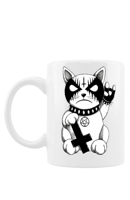 Чашка з принтом "Кіт рокер". Кіт, коти, метал, металіка, музика, панк, рок, рок музика, тварини. CustomPrint.market