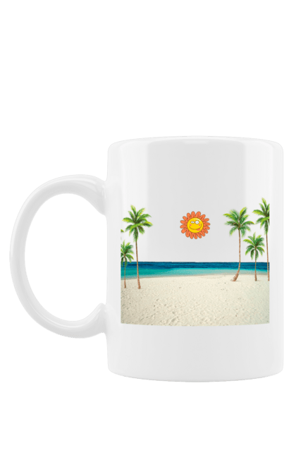 Чашка з принтом "Гавайський Пляж". Гаваї, літо, море, пальми, пляж, сонце. CustomPrint.market