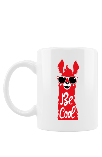 Чашка з принтом "Крута лама". Звірі, круте, круто, лама, окуляри, тварини. 2070702