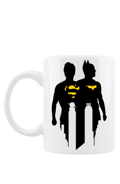 Чашка з принтом "Бетмен і супермен". Бетмен, брюс уейн, герої, криптоніт, мультперсонажі, супергерої, супермен, темний лицар. futbolka.stylus.ua