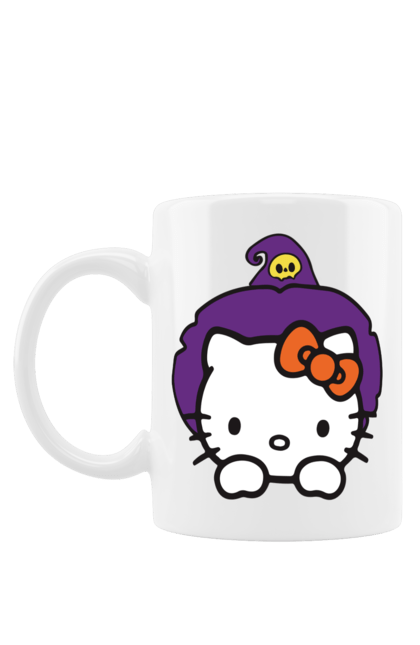 Mug with prints Hello Kitty Halloween. Brand, cat, character, halloween, hello kitty, kitten, kitty, witch. 2070702