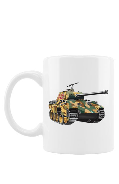 Чашка з принтом "Танк 145". Війна, гусениця, приціл, танк. CustomPrint.market