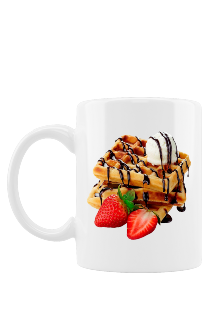 Чашка з принтом "Вафлі З Шоколадом І Морозивом". Вафлі, полуниця, солодкість. futbolka.stylus.ua
