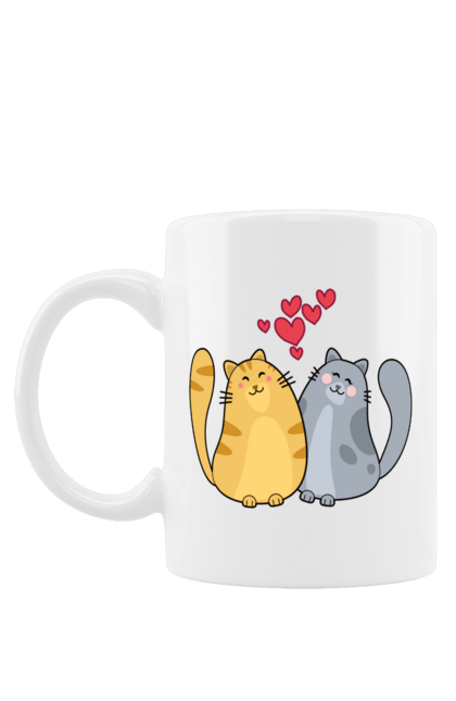 Чашка з принтом "Закохані котики, парні". День святого валентина, кіт, коти, любов, парні футболки, почуття. futbolka.stylus.ua