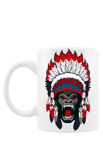 Чашка з принтом "Горила індіанець". Горила, індіанець, мавпа, тварина. futbolka.stylus.ua