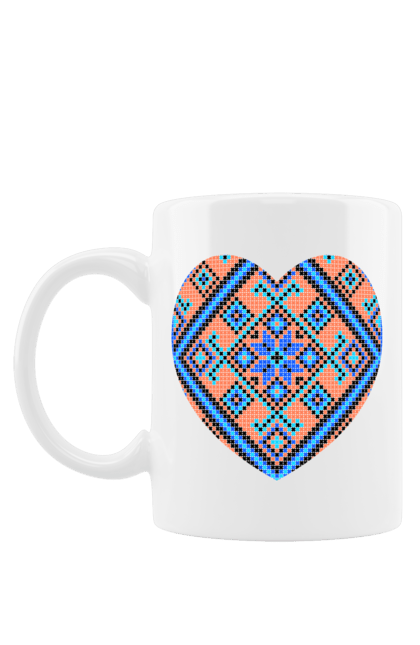 Чашка з принтом "Серце вишивка". Вишиванка, вишивка, вишивка хрестиком, люблю україну, серце, символи україни, традиції україни, україна. 2070702