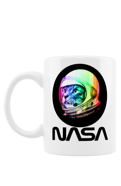 Чашка з принтом "Кіт астронавт НАСА". Животные, кот, кот астронавт, кот в космосе, коти, коты, кошиня, кошка, наса, тварини. futbolka.stylus.ua