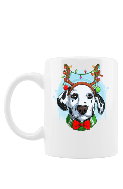 Чашка з принтом "Далматін Новий Рік". Dalmatian, голова, далматинець, далматін, новий рік, пес, собака, щеня. futbolka.stylus.ua