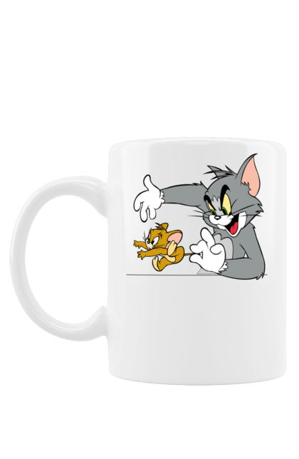 Чашка з принтом "Том и Джери догонялки". Джери, догонялки, кот, кот и мышь, мультик, мышь, том, том догоняет джери, том и джери. CustomPrint.market