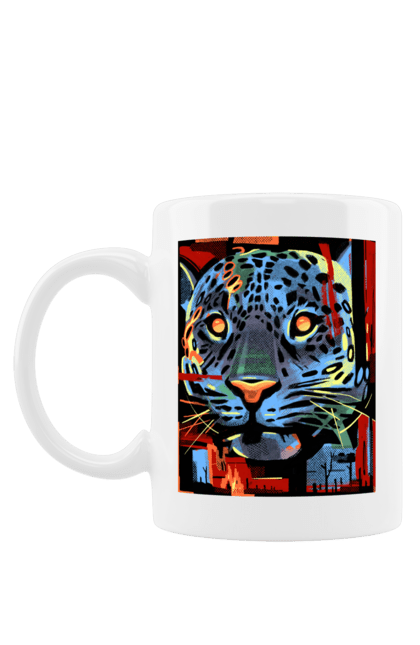 Чашка з принтом "Абстракція леопард". Абстракция, картина, леопард, тварина, фарба, хижак. futbolka.stylus.ua