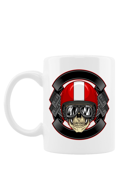 Чашка з принтом "череп мотоцикліст". Мотоцикліст \, череп, шолом. 2070702