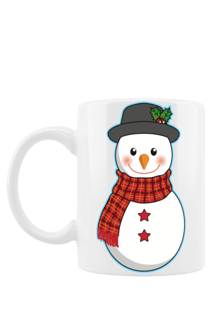 Чашка з принтом "Сніговик". Зима, настрій, новий рік, новорічний, радість, різдво, святкування, свято, сезон, сніг, сніговик, снігопад, холод, холодний. ART принт на футболках