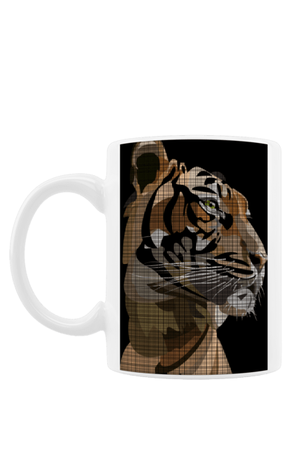 Чашка з принтом "Профіль тигра". Велика кішка, великий кіт, дика природа, дикий, звір, погляд, портрет, природа, профіль, стилізація, тварина, тигр, хижак. futbolka.stylus.ua