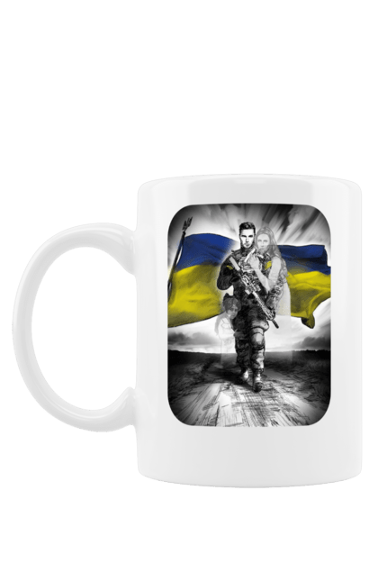 Чашка з принтом "Захисник України". Дівчина, захисник, прапор, прапор україни, символіка, сиьволіка, україна. Milkstore