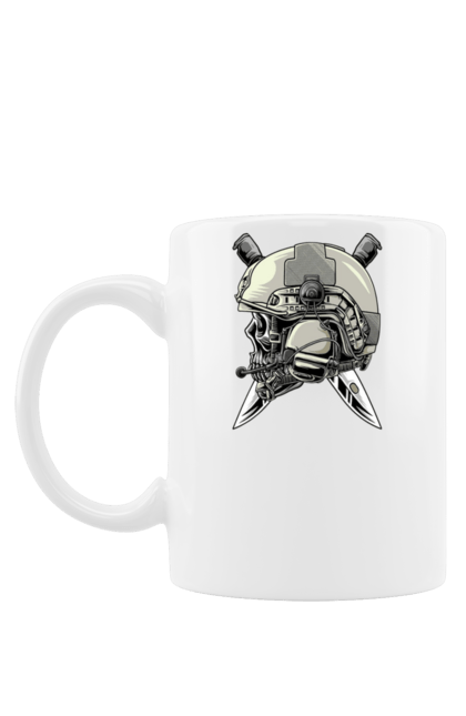 Чашка з принтом "Череп пілота". Військовий, захисник, ніж, пілот, череп, шолом. 2070702
