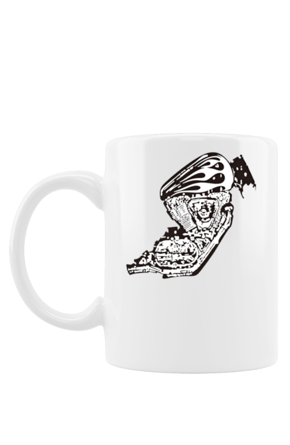 Чашка з принтом "Двигун мотоцикла". Байк, бензобак, двигун мотоцикла, харлей девідсон, циліндри, чопер. 2070702