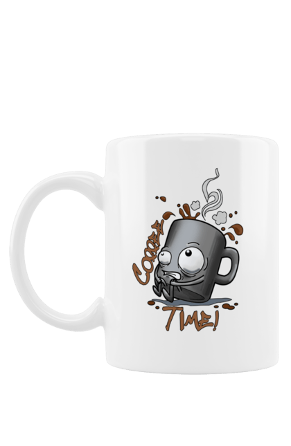 Чашка з принтом "Кава тайм". Кава, кава тайм, кавоман, креатив, люблю каву, малюнок, перерва на каву, популярні, час на каву, чашка. futbolka.stylus.ua