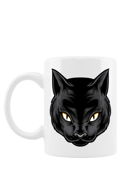Чашка з принтом "Чорна кішка". Голова кішки, кіт, кішка, чорна кішка, чорний кіт. futbolka.stylus.ua
