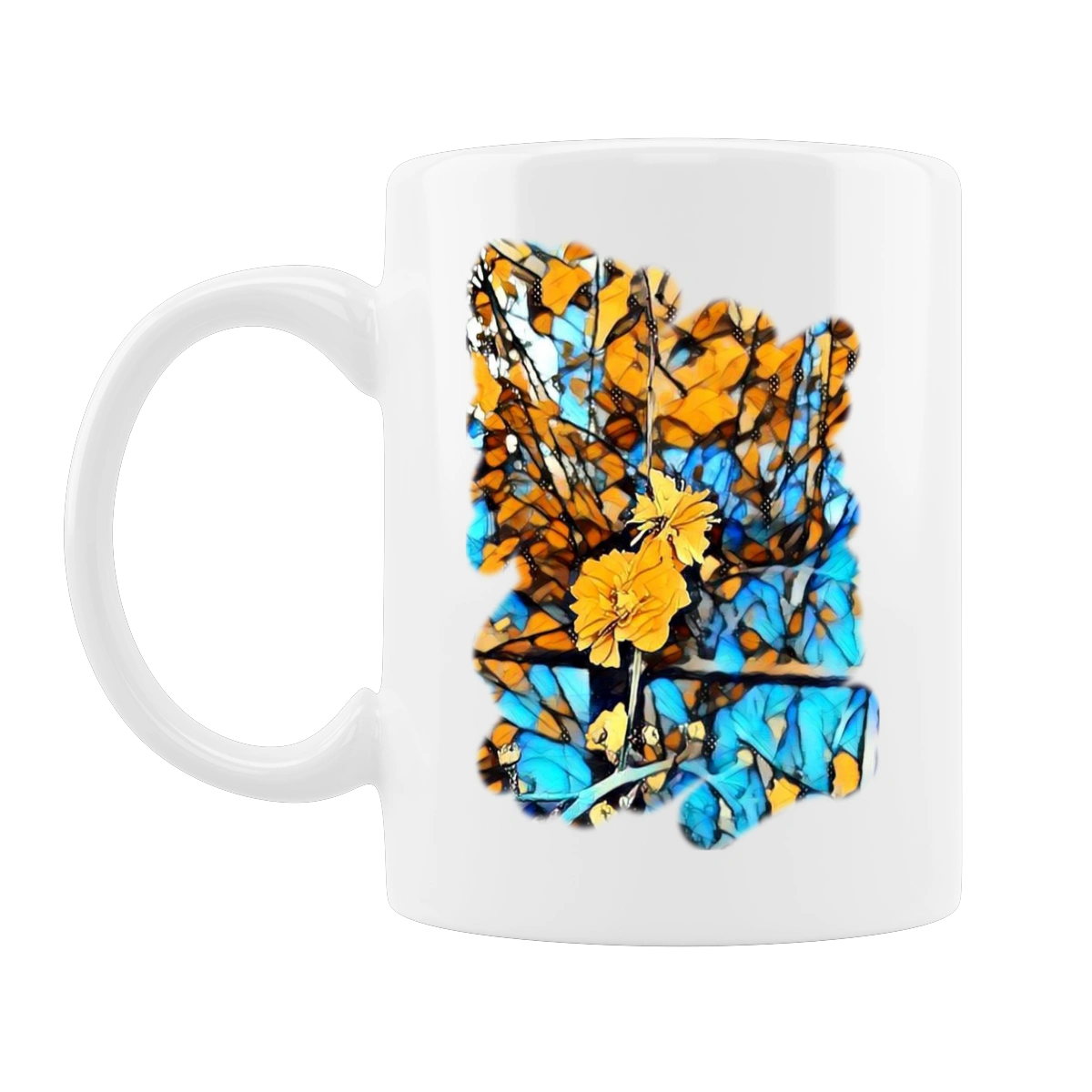 Жовті квіти на синьому фоні