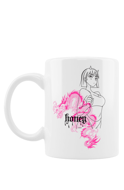 Чашка з принтом "Dragon Girl". Anime, dargon, girl, pink, аніме, дівчина, дракон. futbolka.stylus.ua