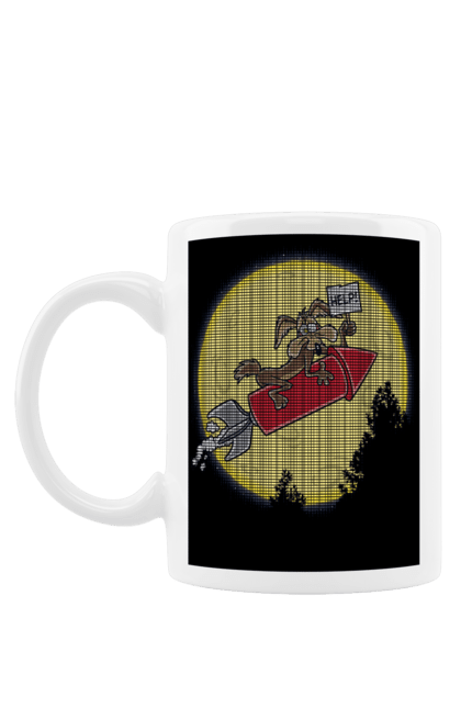 Чашка з принтом "Хитрий кайот". Антигерой, вайлі кайот, веселі мелодії, віллі, злодій, кайот, не відчуває болю, персонаж мультфільму, північноамериканський кайот, уайлі, швидкий та сміливий. 2070702