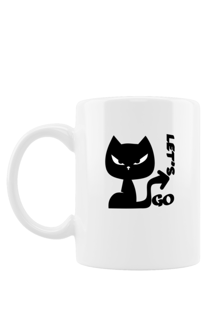 Чашка з принтом "Ходімо". Гумор, кіт, мем, напис, прикол, текст, український гумор, чорний кіт. CustomPrint.market