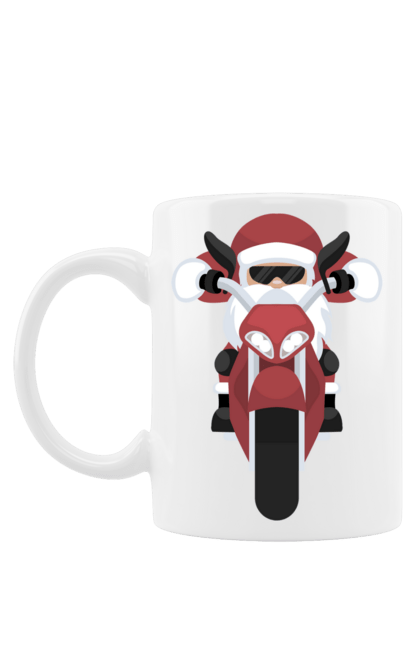 Чашка з принтом "Санта на мотоциклі". Мотоцикл, новий рік, різдво, санта. 2070702
