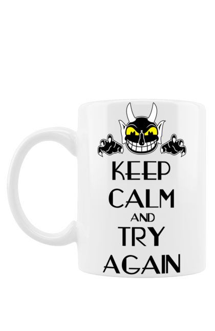 Чашка с принтом Сохраняй спокойствие и пробуй еще раз. Keep calm, try again, демон, сатана, сохраняй спокойствие, спокойствие, черт. 2070702