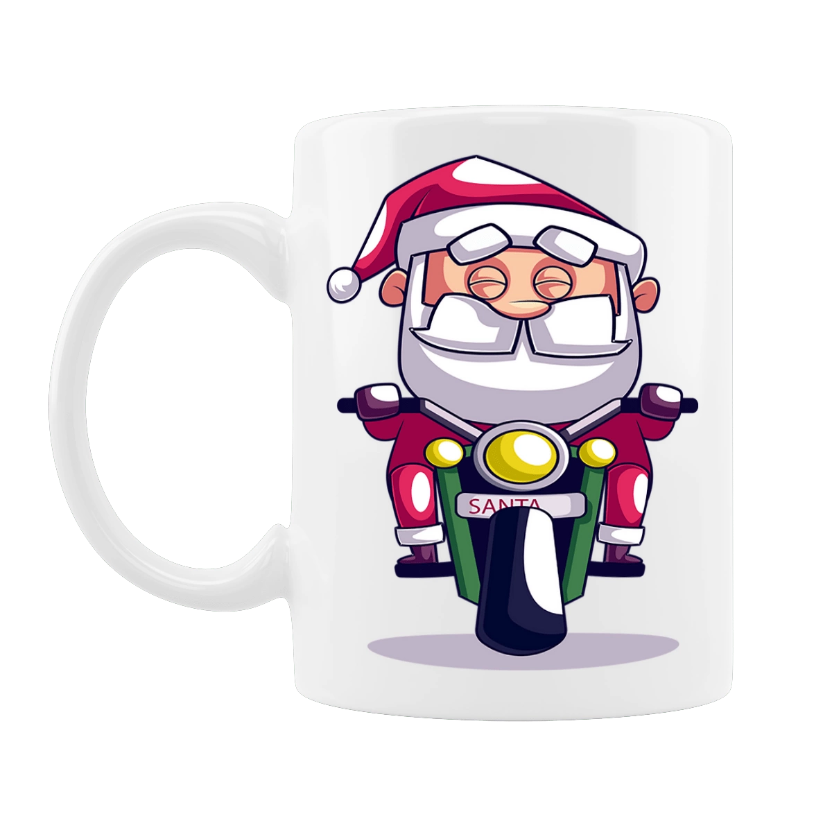 Счастливый санта на мотоцикле