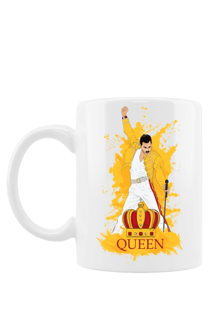 Mug with prints Freddie Mercury. Freddie mercury, lettering, music, queen, rock, rock band. 2070702