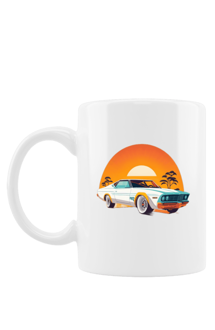 Чашка з принтом "Гарне авто на закаті". Авто, закат, солнце. 2070702