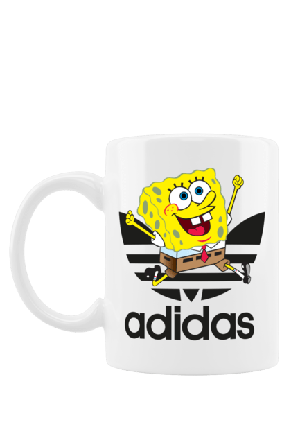 Чашка с принтом Adidas Губка Боб. Adidas, spongebob, адидас, баскетбол, губка боб, мультик, мультсериал, мяч, спанч боб, спорт. 2070702