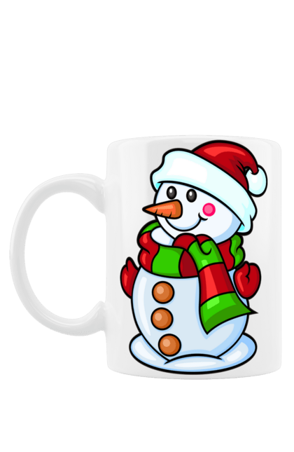 Чашка з принтом "Сніговик". 2022, зима, настрій, новий рік, новорічний, радість, різдво, святкування, свято, сезон, сніг, сніговик, снігопад, холод, холодний. ART принт на футболках