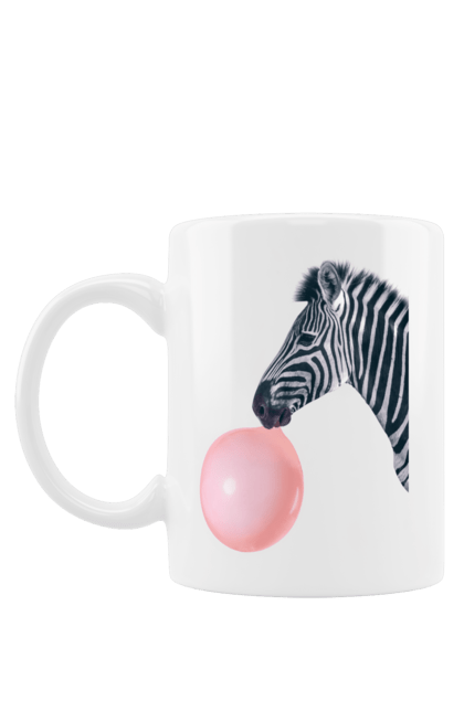 Чашка з принтом "Зебра з жувальною гумкою". Жуйка, зебра, куля, літо, смуга, тварина. futbolka.stylus.ua