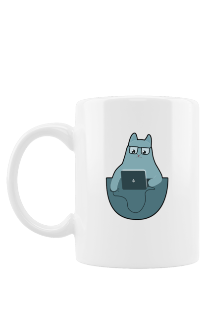 Чашка з принтом "Кіт програміст". Angular, c, css, html, it, javascript, jquery, php, python, react, svelt, vue, айтишник, айті, гумор, код, кодувати, прогер, програміст, програмісти, ти ж, ти ж програміст, тиж програміст. 2070702